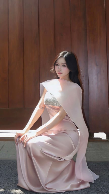 Đầm lụa hồng hot 2 dây