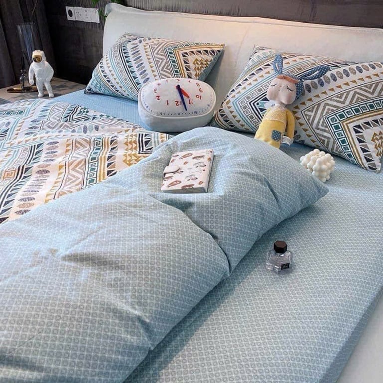 Bộ chăn, ga, gối cotton trần living 100%