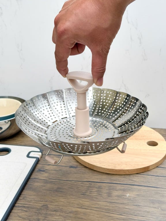 Vỉ Hấp Inox 304 Có Tay Cầm Chống Nóng Mở Rộng Mirai