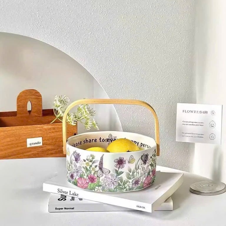 Giỏ đựng đồ ăn nhẹ, đựng trái cây khô, kẹo,...gốm sứ thiết kế theo phong cách Bắc Âu tinh tế