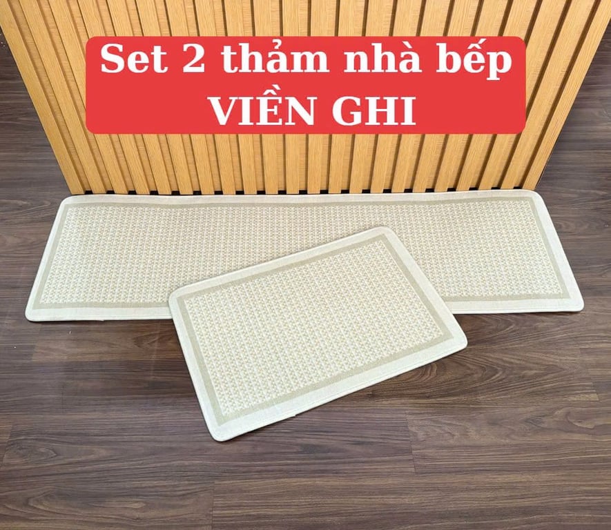 MK23 - Set 2 thảm nhà bếp vải dệt siêu thấm nước đế chống trượt size 40x70cm + 40x150cm GHA111
