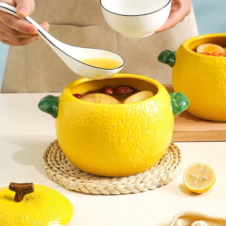 THỐ SỨ TRÁNG MEN VÀNG HÌNH QUẢ CHANH 2.2L