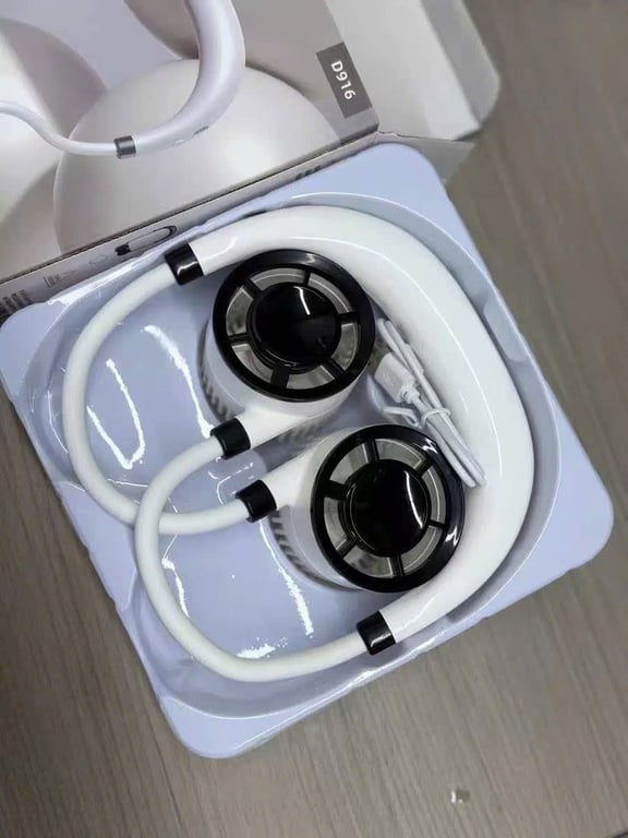 QUẠT ĐEO CỔ DI ĐỘNG – PIN TRÂU, MÀN HÌNH LED, XOAY 360°