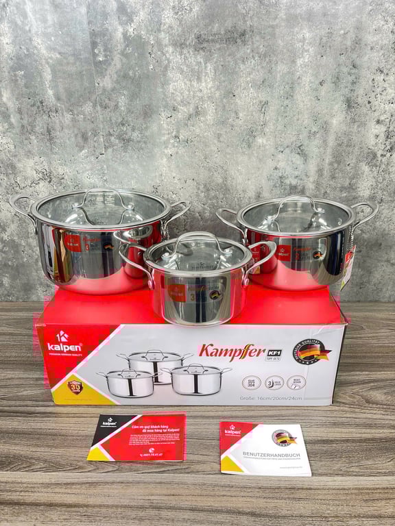 BỘ NỒI INOX 3 LỚP LIỀN KHỐI KALPEN KAMPFER KF1