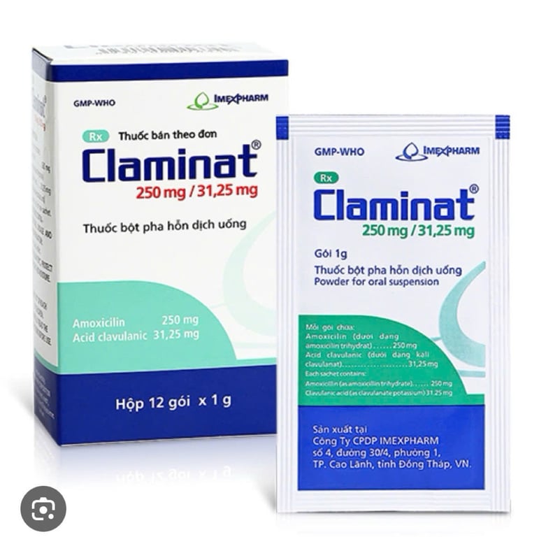 Claminat 250/31,25 gói xanh h/12 gói