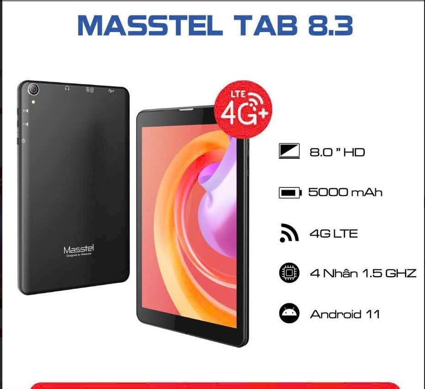 Mtb Masstel Tab 8.3 (8in/3gb/32gb) 4G có tặng kèm bao da