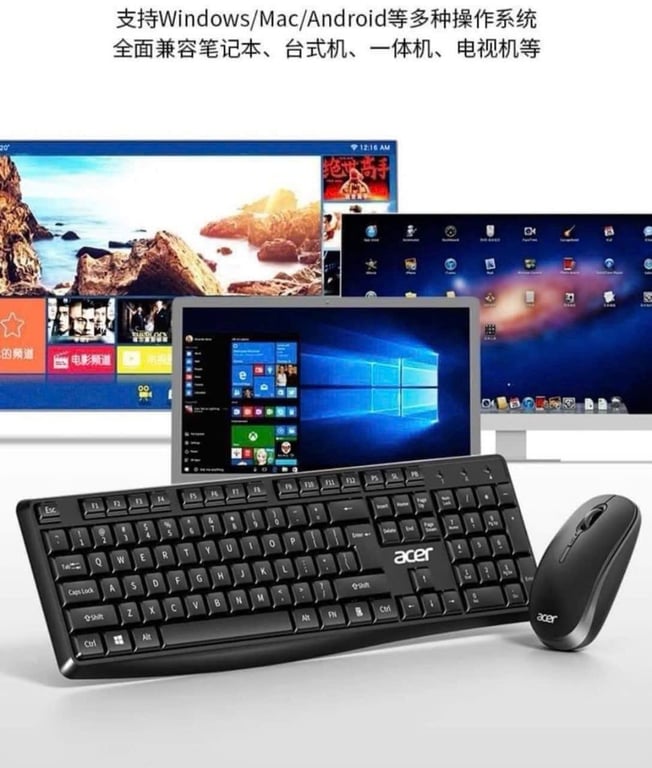 Bàn phím không dây  + chuột k dây của hãng ACER .