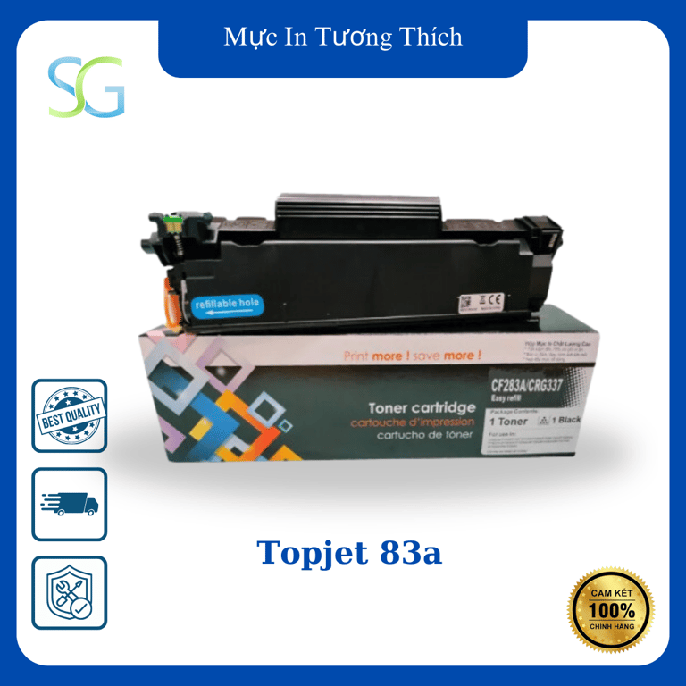 Hộp Mực In Laser Trắng Đen Topjet 83A (283/337)