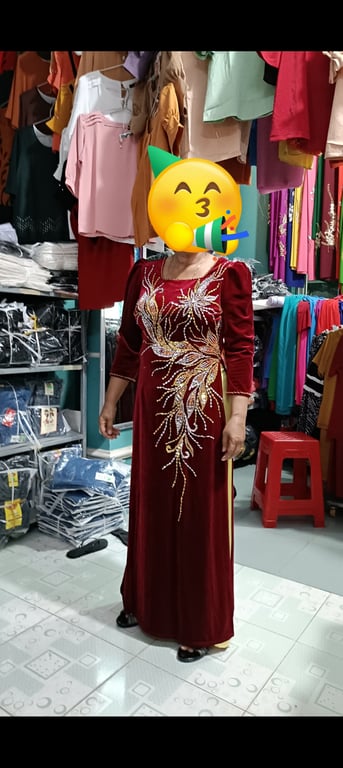 Áo dài nhung thiết kế - hàng sui gia