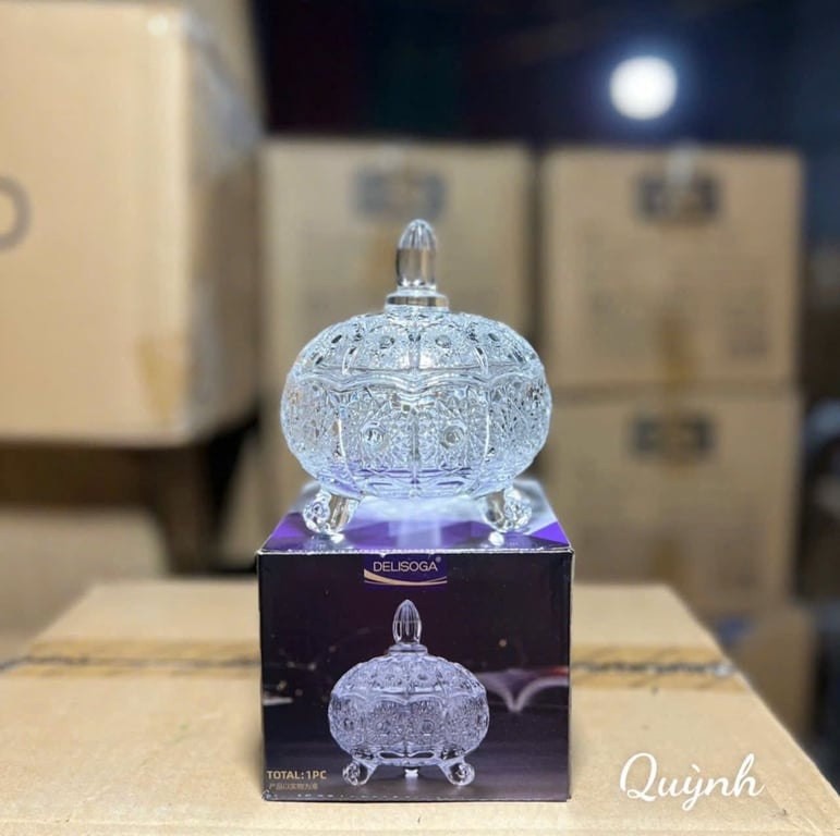 Set 3 Thố Mứt Thuỷ Tinh Pha Lê Có Nắp Cao Cấp❤️