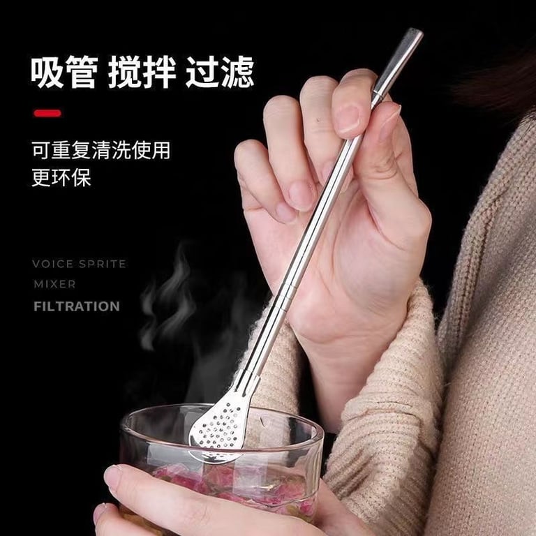 Set 5 ỐNG HÚT KÈM THÌA INOX 304