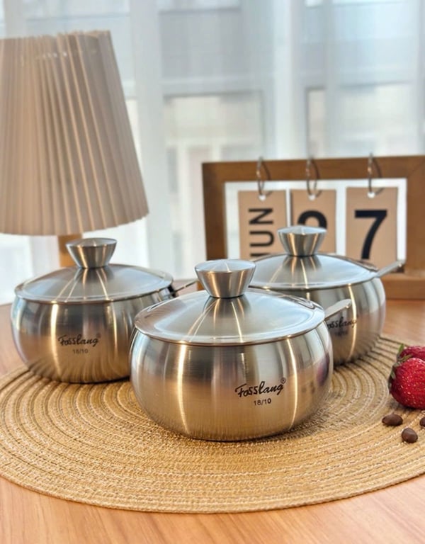 Bộ 3 hũ gia vị kèm khay đựng FOSSLANG - RK433