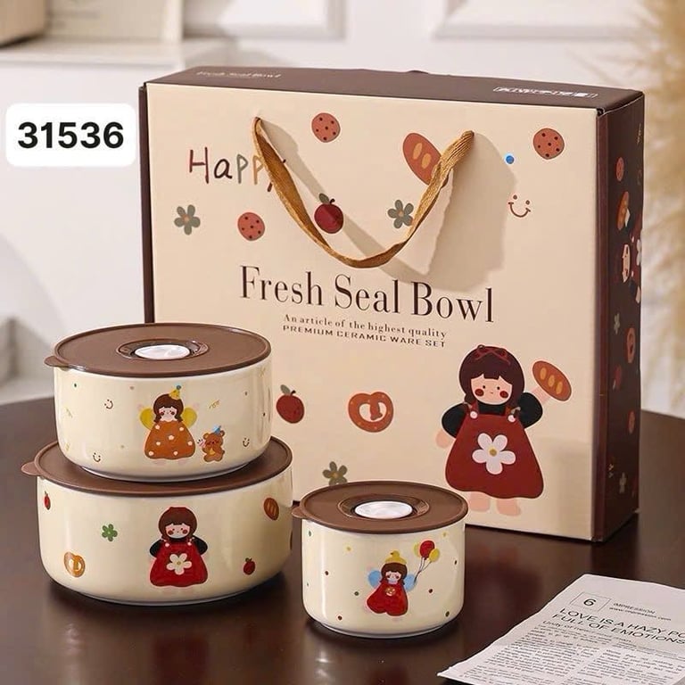 SET 3 BÁT SỨ CÓ NẮP ĐẬY