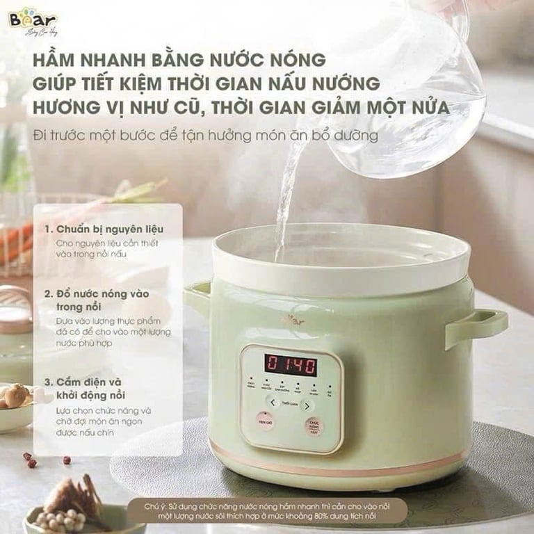 NỒI NẤU CHẬM BEAR NNC20 DUNG TÍCH 2.0L