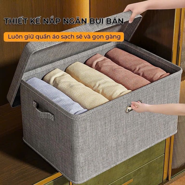 HỘP ĐỰNG QUẦN ÁO CÓ NẮP ĐẬY GHA503 40L
