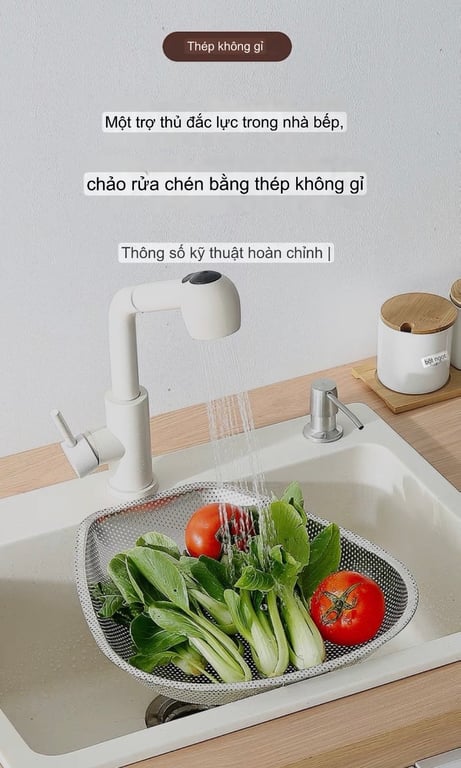 Set 3 Rổ Inox 304 Kê Bồn Rửa Bát