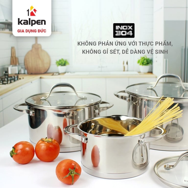 BỘ NỒI INOX 304 CAO CẤP 5 ĐÁY KALPEN SLAMER