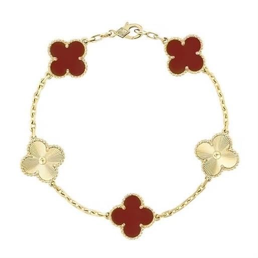 Lắc Vintage Alhambra bracelet 5 motifs Van Cleef & Arpels (Đỏ Phối Italy)