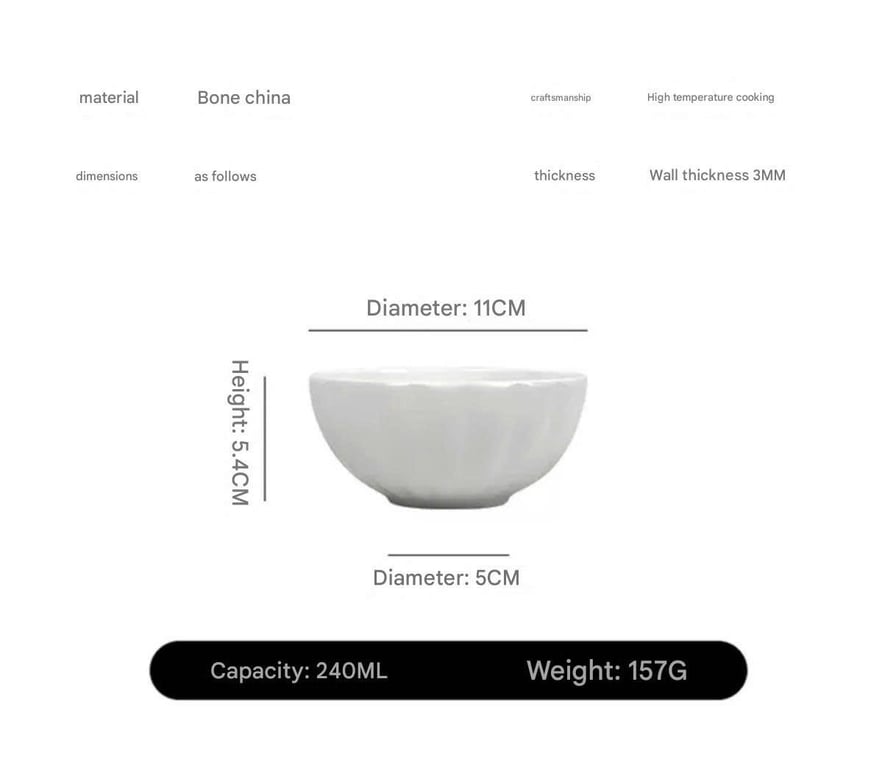 Hộp 6 bát sứ xương cao cấp 11cm - CKM192