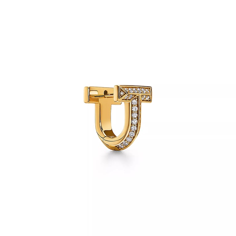 Tiffany T T1 Half Pavé Diamond Huggie Earrings