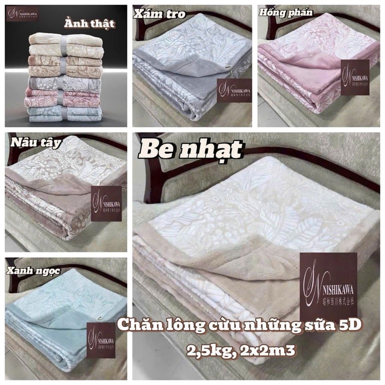 CHĂN LÔNG CỪU 3D NHUNG SỮA NHẬT NISHIKAWA 2024