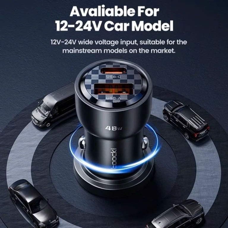 TOOCKI 48W – Tẩu sạc ô tô công nghệ cao 2 cổng PD & USB