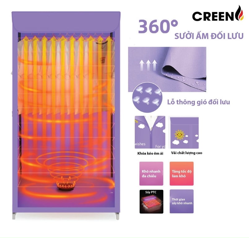 Tủ Sấy Quần Áo Creen CR-TS 160 size to công suất lớn.