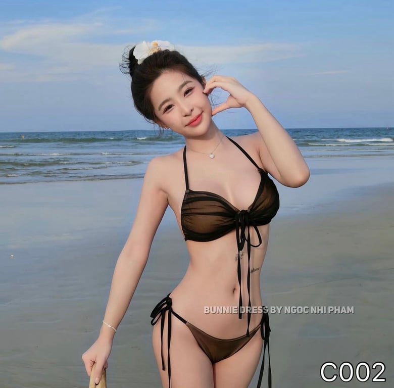 C002- set bikini voan đen