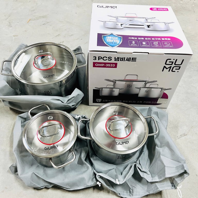 Bộ nồi 5 đáy inox 304 JEJU (3PCS) GMP-3533