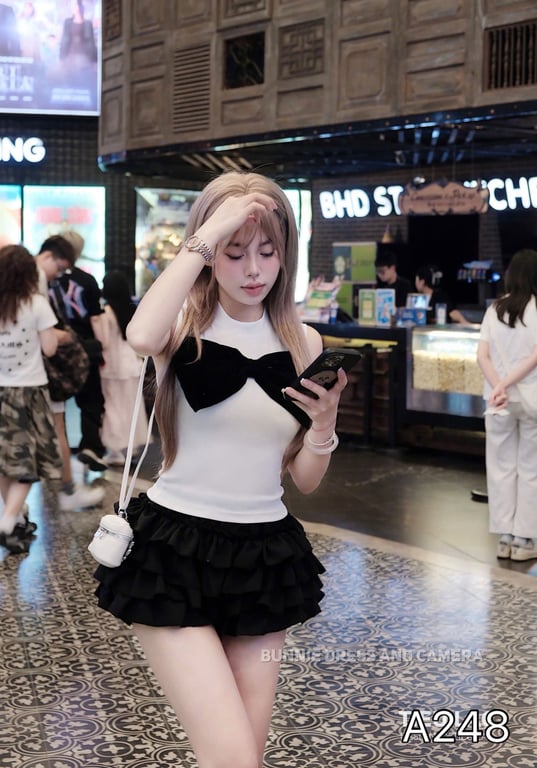 A248- set áo nơ kèm cv tầng S