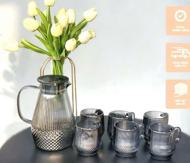 BÌNH VÂN SỌC KIM CƯƠNG 1800ml + CỐC VÂN SỌC KIM CƯƠNG 270ml