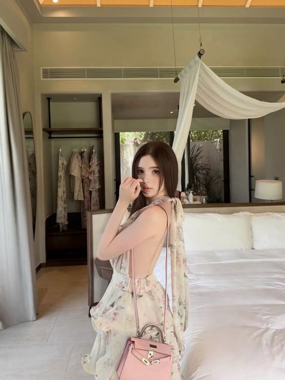 Maxi cổ yếm dài hoa tầng - DT257