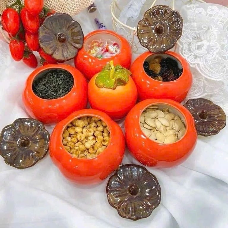 Combo 2 hũ đựng trà, các loại hạt mứt quả hồng