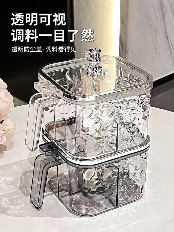 Hộp, Hũ Đựng Gia Vị 4 Ngăn Có Nắp Đậy Vệ Sinh Hàng Cao Cấp Siêu Bền