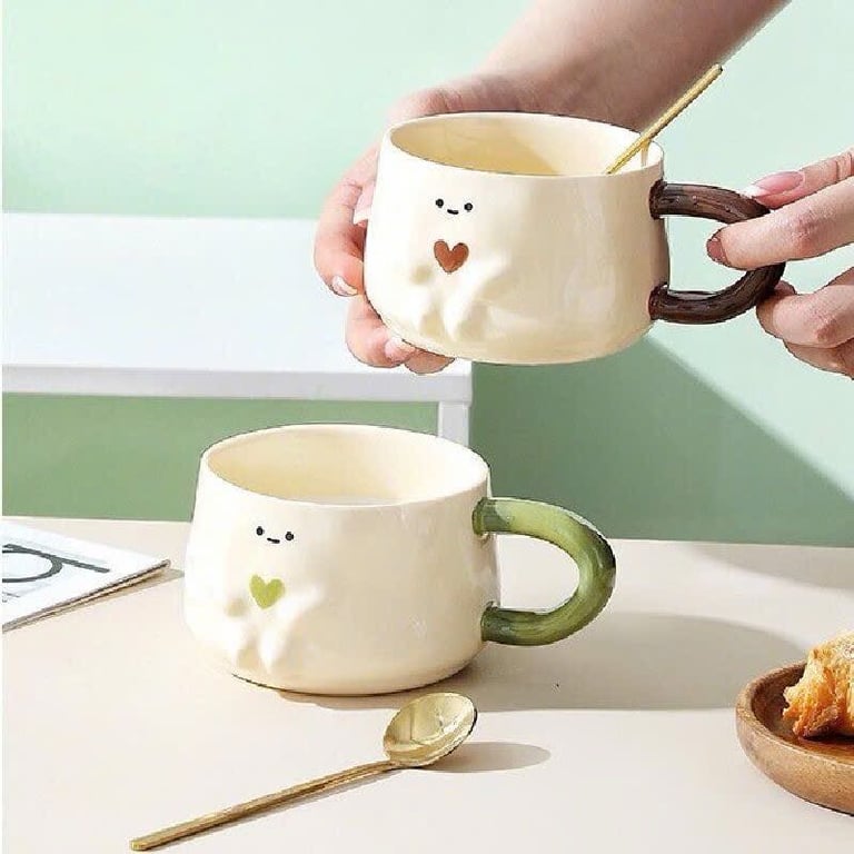 Set cốc sứ kèm thìa và khay gỗ