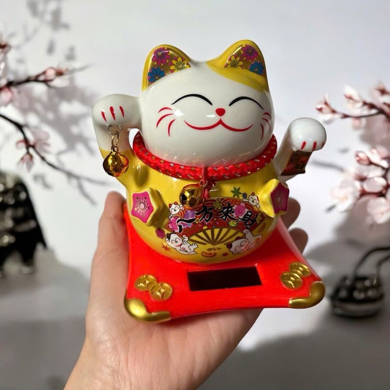 Mèo Thần Tài Năng Lượng Mặt Trời Vẫy Tay 11CM