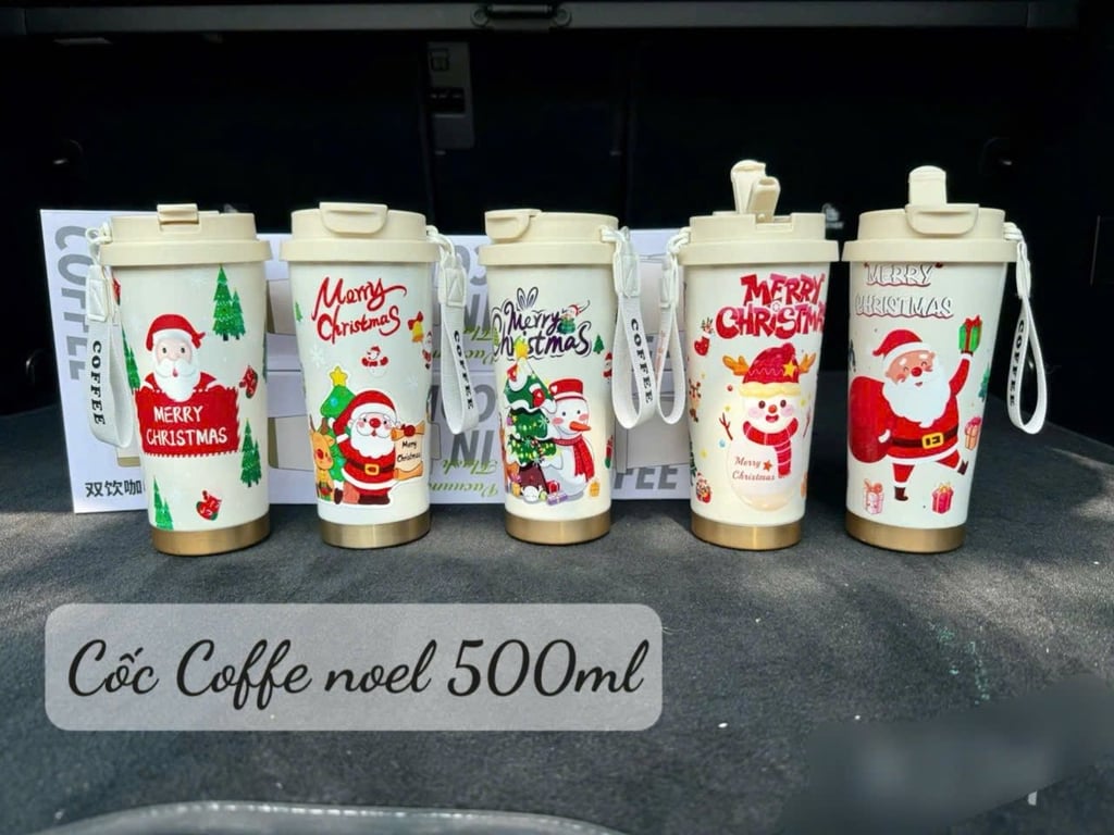 Ly Giữ Nhiệt Hoa Phong Cách Noel 500ml – Inox 316 Cao Cấp, Kèm Ống Hút Sang Trọng