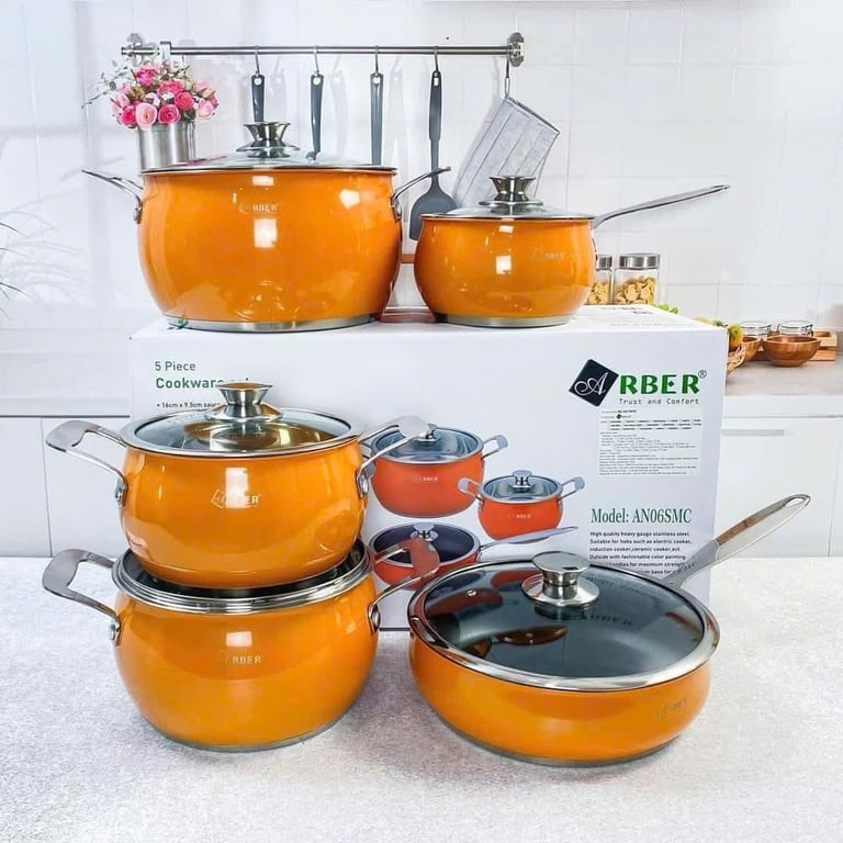 BỘ NỒI TỪ CHẢO CAO CẤP 5 MÓN ARBER AN06SMC
