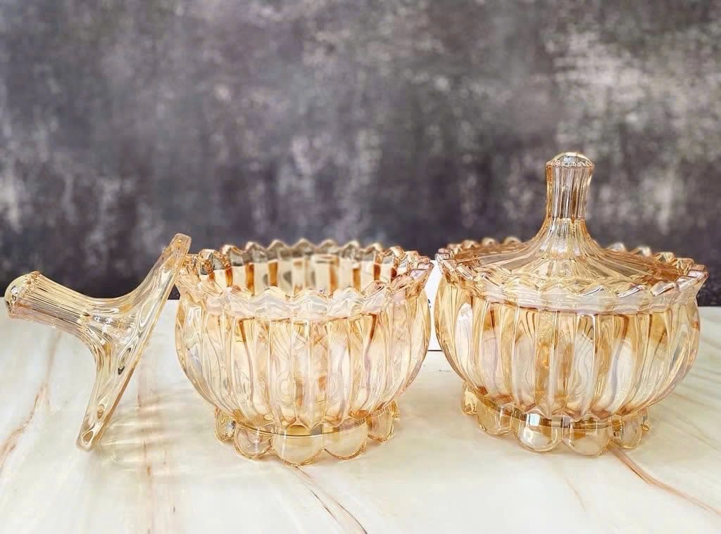 BỘ 6 HỘP MỨT TẾT THUỶ TINH KÈM KHAY