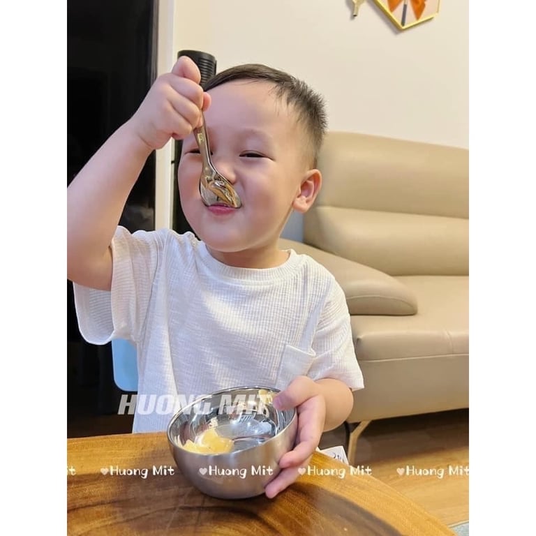 Bát kèm thìa ăn dặm cho bé inox 304 hoạ tiết hình thú