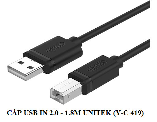 Cáp USB Máy In 2.0 - 1.8m Unitek (Y-C 419)