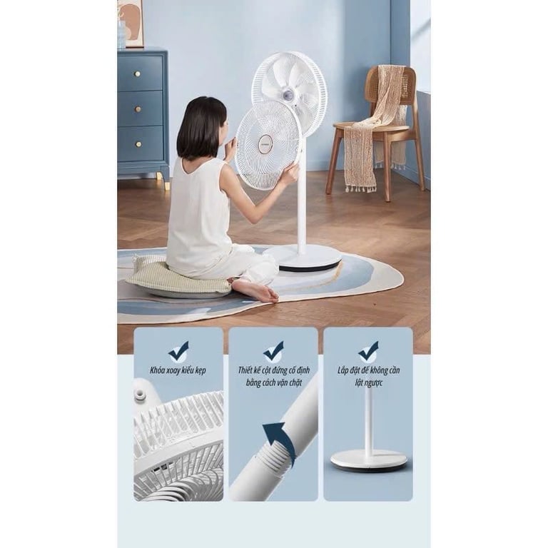 Quạt cây 7 cánh Hyundai có điều khiển từ xa