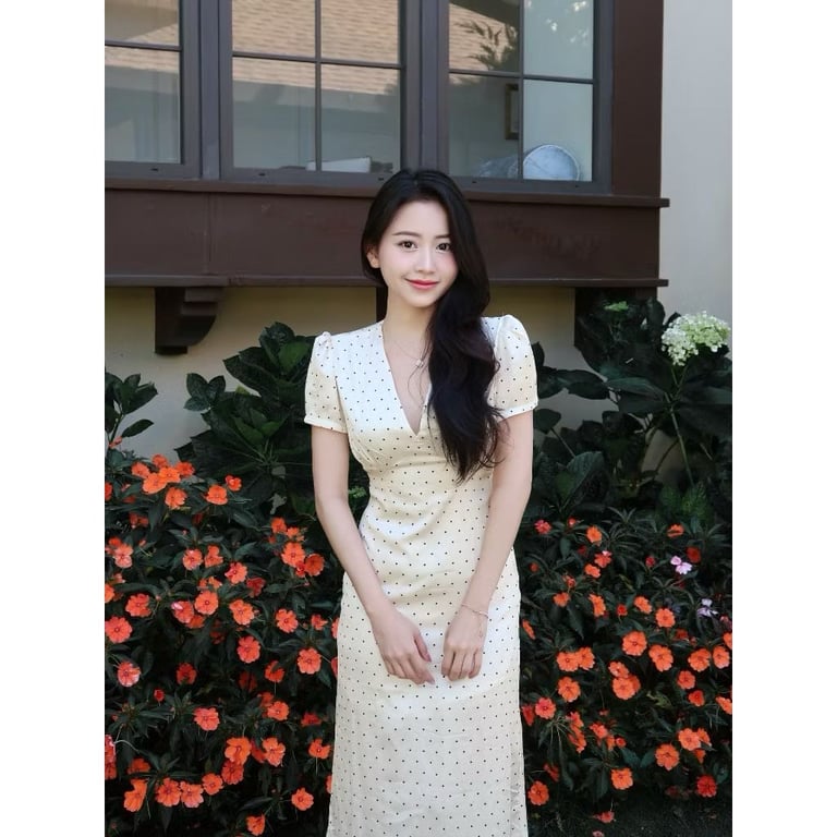 Váy lụa chấm bi đen size M - DT292