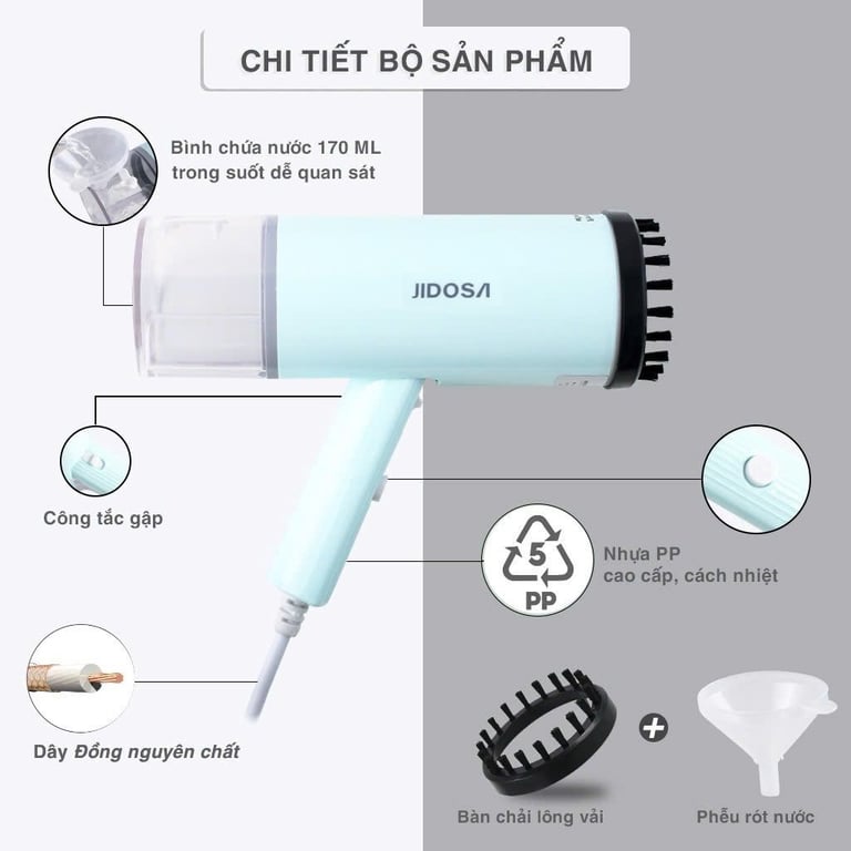 JD4350 - BÀN ỦI HƠI NƯỚC CẦM TAY JIDOSA 800W