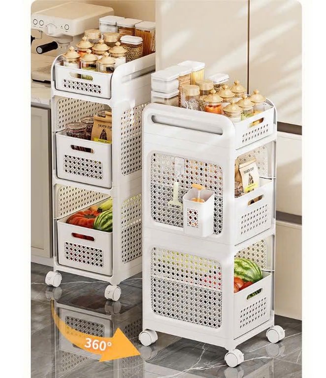 MK36 - Kệ đựng đồ bằng nhựa PP cao cấp 3 tầng có bánh xe GHA51