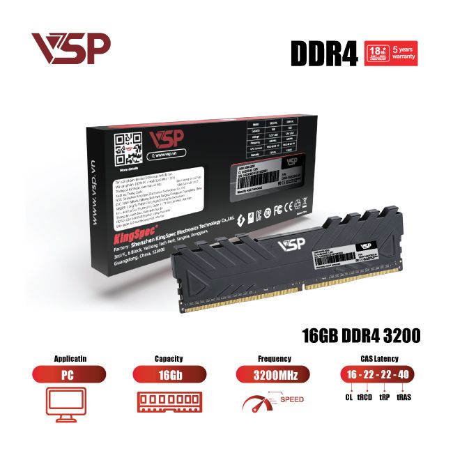 RAM PC VSP DDR4 16GB - 3200MHz DD04-16GDDR0164