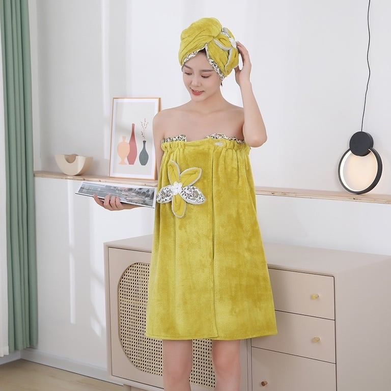 Combo Váy Quây và Mũ quấn tóc Mềm mịn, Thấm hút nước