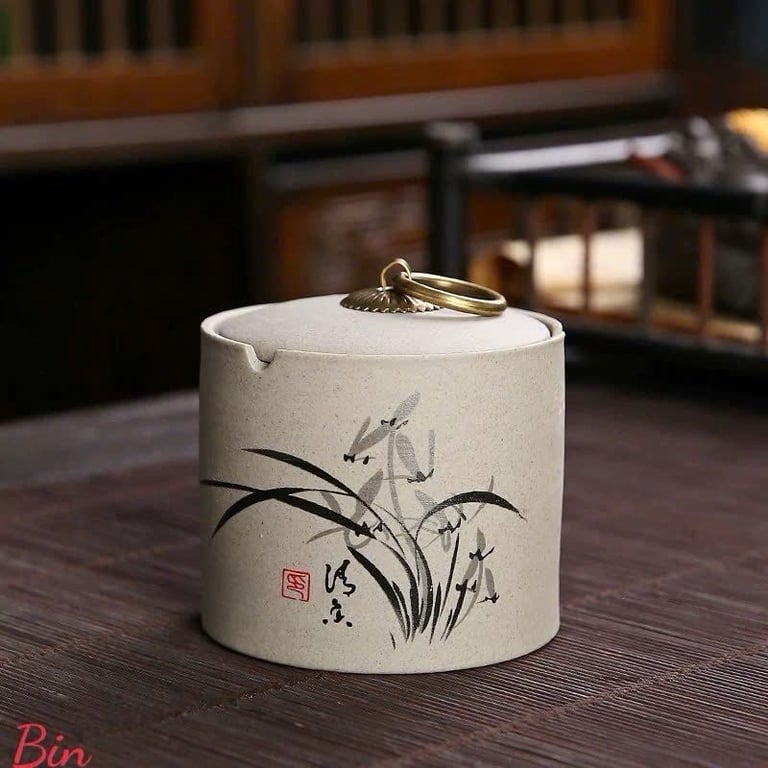 Gạt Tàn Thuốc Lá Bằng Gốm Tử Sa Hoạ tiết Hoa Lá Cổ Điển