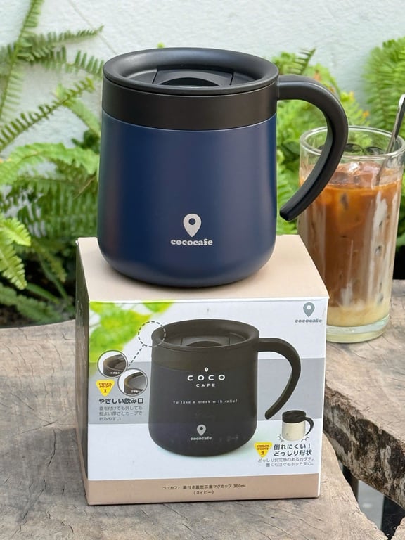 KBN121 - CỐC GIỮ NHIỆT CAO CẤP CÓ NẮP TRƯỢT COCO CAFÉ KAKUSEE