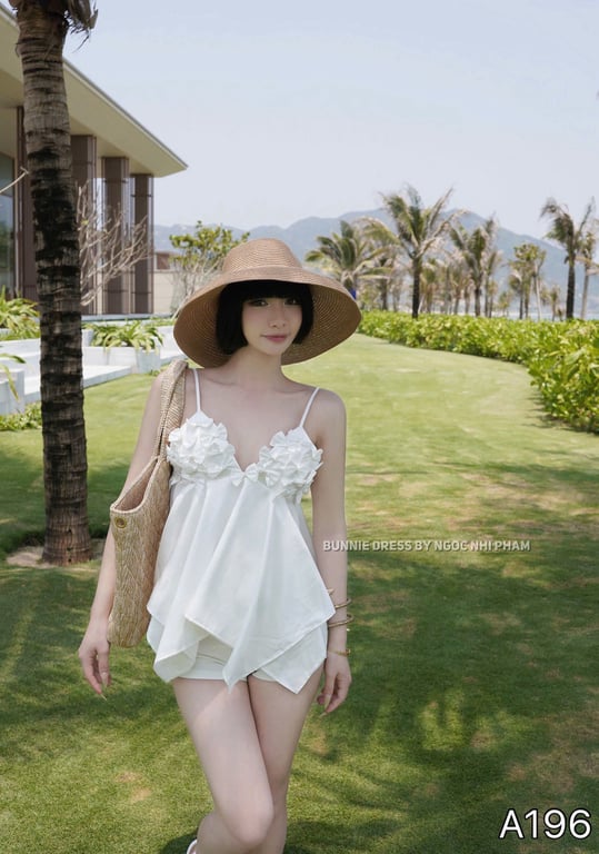 A196- set áo 2s đính nơ kèm quần